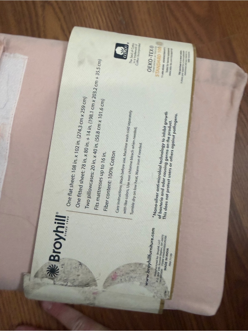 NEW Broyhill 100% Cotton Ultra Soft Sheet Set pink 350 thread count - Picture 3 of 4